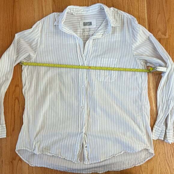 Grayson Frank & Eileen Taupe Tan Striped Button Up Top Shirt Size 3 - Picture 10 of 10